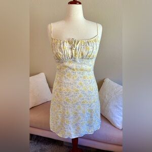 Sunday Best Aritzia Mini Dress Yellow Ditzy Floral Women’s S Milkmaid Coquette